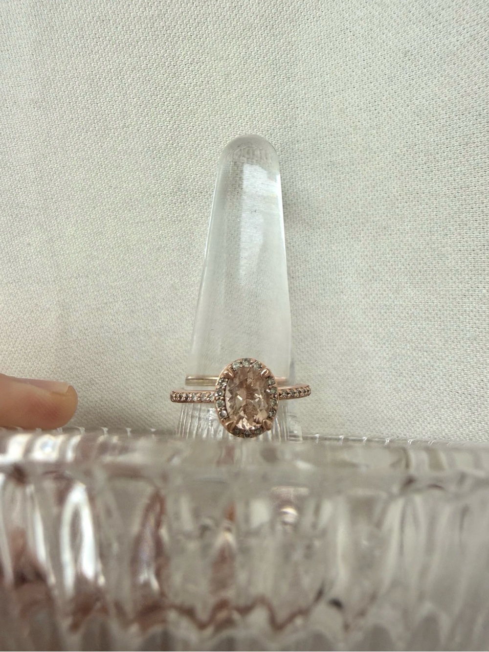 Rose Gold Oval Halo Morganite Ring
